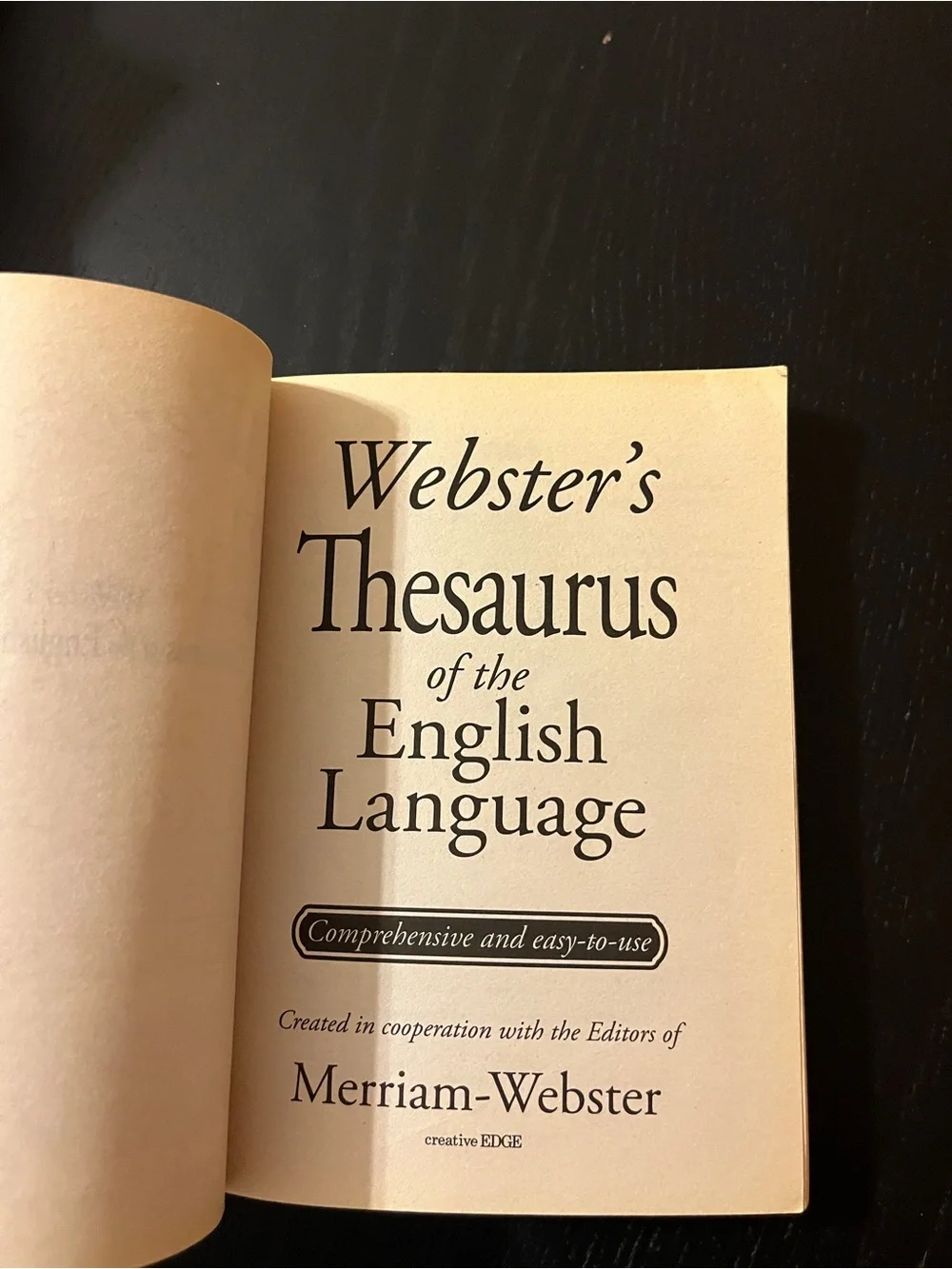 Webster's Thesaurus of English Language Book Merriam-Webster